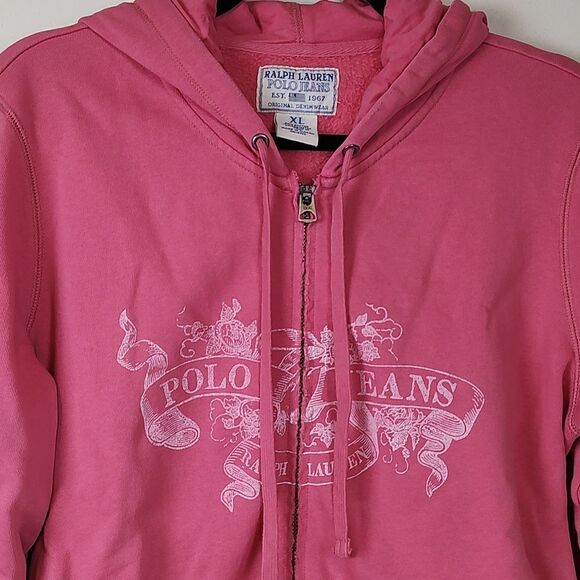 Ralph Lauren Polo Jeans Original Denimwear Zip Front Hooded Sweatshirt Vintage - Picture 6 of 12